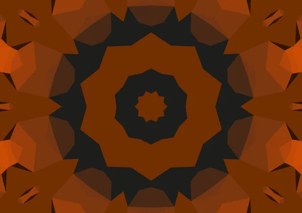 Vintage Decorative Orange Background Geometric Abstract Kaleidoscopic Symmetrical Pattern — Stock Photo, Image
