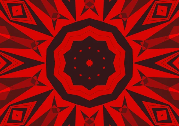 Fondo Rojo Decorativo Vintage Con Patrón Simétrico Caleidoscópico Abstracto Geométrico — Foto de Stock