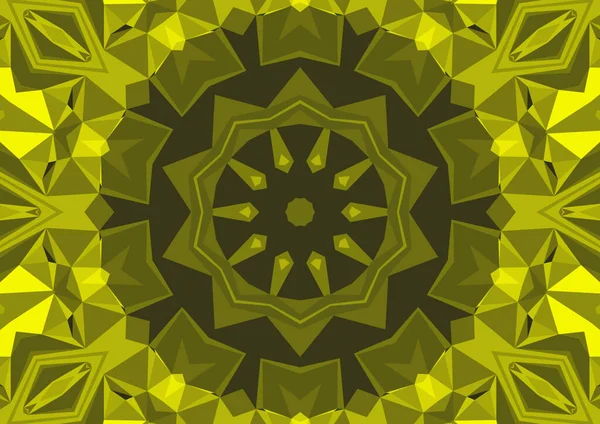 Vintage Decoratieve Gele Achtergrond Met Geometrische Abstracte Caleidoscopische Symmetrische Patroon — Stockfoto