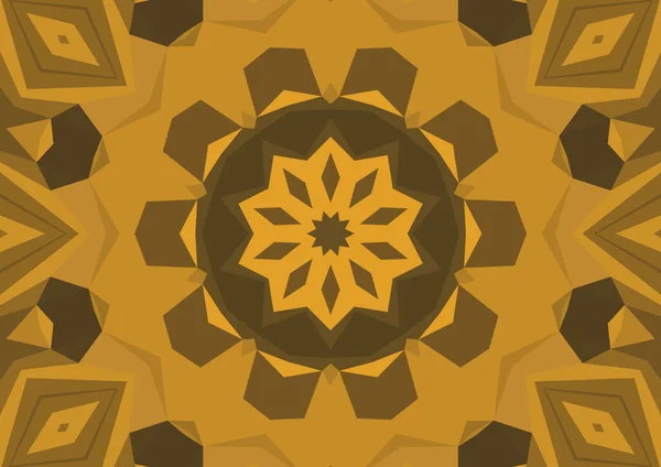 Évjárat Dekoratív Narancs Háttér Geometriai Absztrakt Kaleidoszkópos Szimmetrikus Minta — Stock Fotó