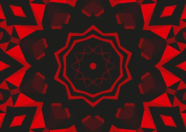 幾何学的な抽象的な万華鏡の対称パターンを持つヴィンテージ装飾的な赤の背景 — ストック写真