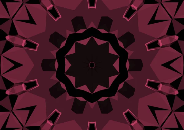 Vintage Dekorativen Roten Hintergrund Mit Geometrischen Abstrakten Kaleidoskopischen Symmetrischen Muster — Stockfoto