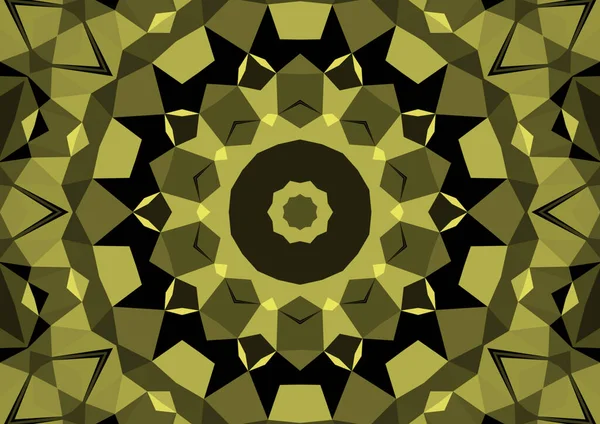 Ročník Dekorativní Žluté Pozadí Geometrickým Abstraktním Kaleidoskopickým Symetrickým Vzorem — Stock fotografie