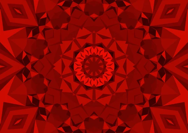 Fondo Rojo Decorativo Vintage Con Patrón Simétrico Caleidoscópico Abstracto Geométrico — Foto de Stock