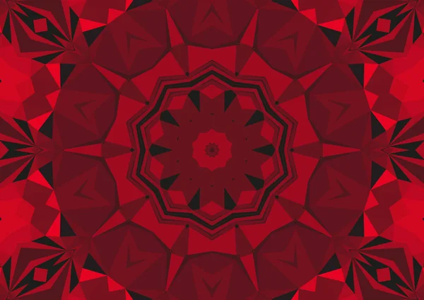 Fondo Rojo Decorativo Vintage Con Patrón Simétrico Caleidoscópico Abstracto Geométrico — Foto de Stock