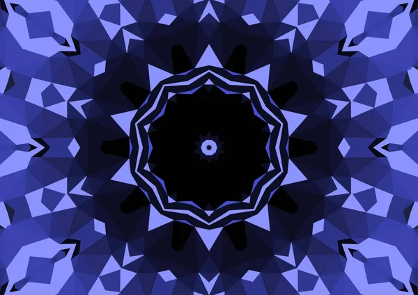 Vintage Decoratieve Blauwe Achtergrond Met Geometrische Abstracte Caleidoscopische Symmetrische Patroon — Stockfoto