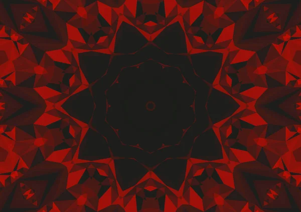 Vintage Decorative Red Background Geometric Abstract Kaleidoscopic Symmetrical Pattern — Stock Photo, Image