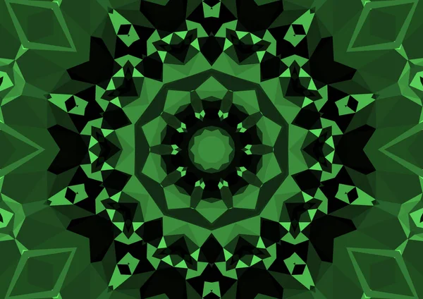 Vintage Dekorativen Grünen Hintergrund Mit Geometrischen Abstrakten Kaleidoskopischen Symmetrischen Muster — Stockfoto