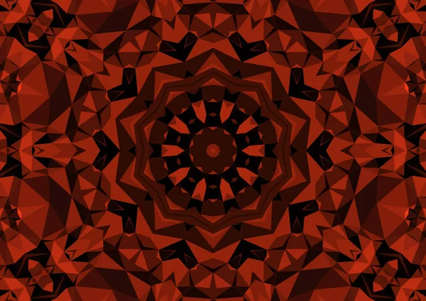 Vintage Decoratieve Rode Achtergrond Met Geometrische Abstracte Caleidoscopische Symmetrische Patroon — Stockfoto