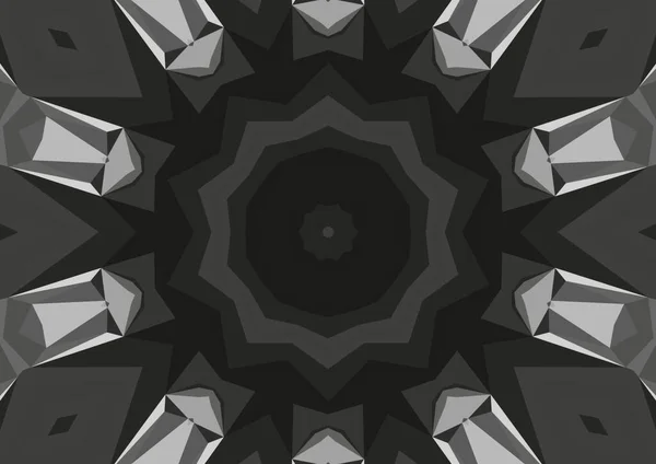 Vintage Decorative Monochrome Background Geometric Abstract Kaleidoscopic Symmetrical Pattern — Stock Photo, Image
