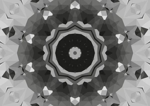 Vintage Decoratieve Monochrome Achtergrond Met Geometrische Abstracte Caleidoscopische Symmetrische Patroon — Stockfoto