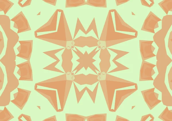 Vintage Dekorativ Orange Bakgrund Med Geometriska Abstrakta Kalejdoskopiska Symmetriska Mönster — Stockfoto