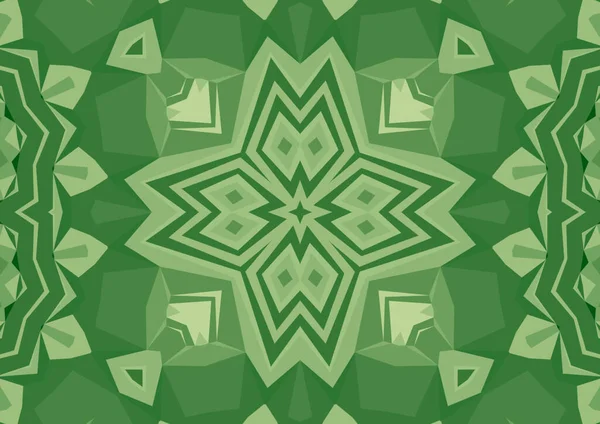 Vintage Decorativo Sfondo Verde Con Geometrico Astratto Caleidoscopico Modello Simmetrico — Foto Stock
