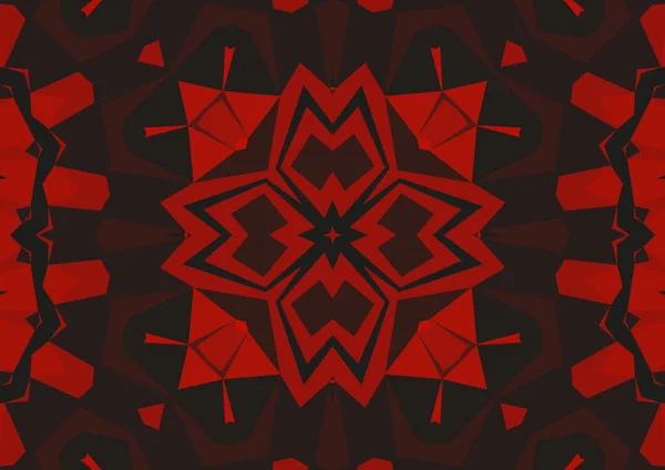 幾何学的な抽象的な万華鏡の対称パターンを持つヴィンテージ装飾的な赤の背景 — ストック写真
