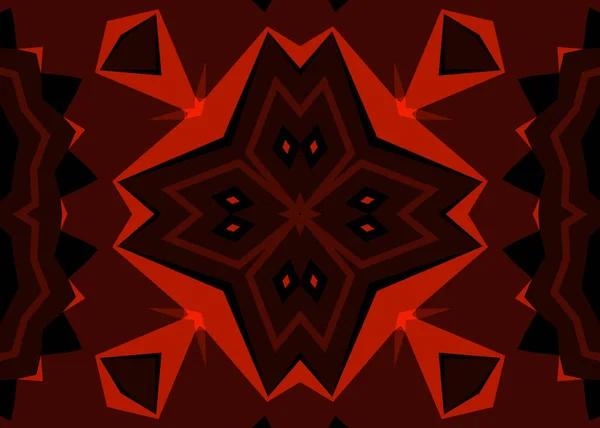 Винтажный Декоративный Красный Фон Геометрическим Абстрактным Калейдоскопическим Симметричным Узором — стоковое фото