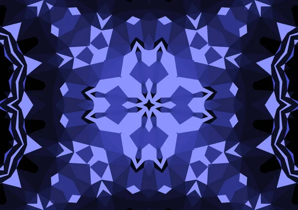 Geometrik Soyut Kaleydoskopik Simetrik Desenli Klasik Dekoratif Mavi Arkaplan — Stok fotoğraf