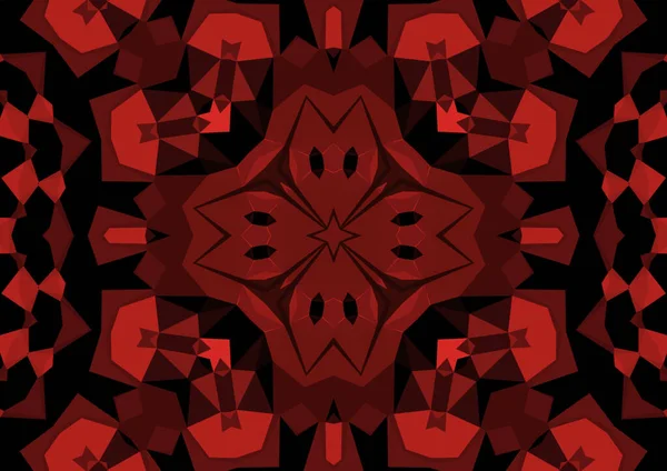 Vintage Decorative Red Background Geometric Abstract Kaleidoscopic Symmetrical Pattern — Stock Photo, Image