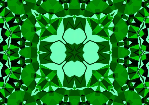 Vintage Dekorativen Grünen Hintergrund Mit Geometrischen Abstrakten Kaleidoskopischen Symmetrischen Muster — Stockfoto