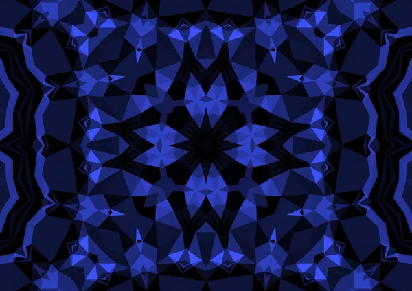 Fondo Azul Decorativo Vintage Con Patrón Simétrico Caleidoscópico Abstracto Geométrico —  Fotos de Stock