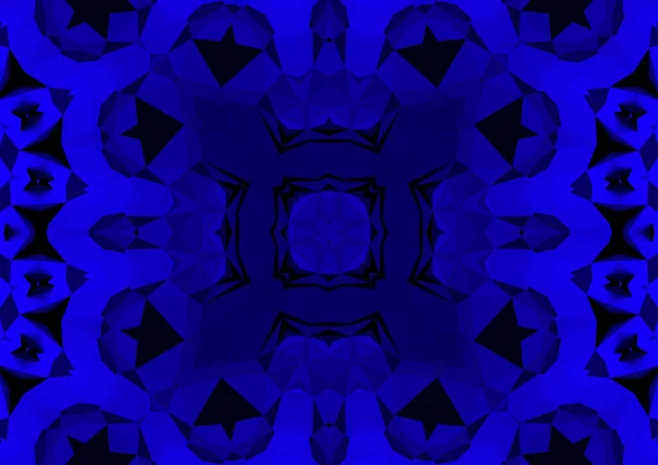 Vintage Dekorativen Blauen Hintergrund Mit Geometrischen Abstrakten Kaleidoskopischen Symmetrischen Muster — Stockfoto