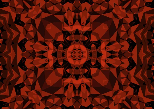 Vintage Decorative Red Background Geometric Abstract Kaleidoscopic Symmetrical Pattern — Stock Photo, Image