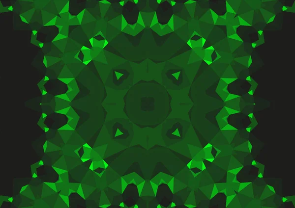 Geometrik Soyut Kaleydoskopik Simetrik Desenli Klasik Dekoratif Yeşil Arkaplan — Stok fotoğraf