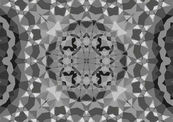 Vintage Decorative Monochrome Background Geometric Abstract Kaleidoscopic Symmetrical Pattern — Stock Photo, Image