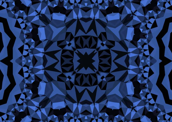 Fondo Azul Decorativo Vintage Con Patrón Simétrico Caleidoscópico Abstracto Geométrico —  Fotos de Stock