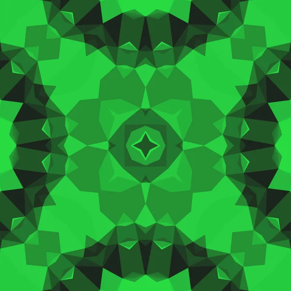 Ročník Dekorativní Zelené Pozadí Geometrickým Abstraktním Kaleidoskopickým Symetrickým Vzorem — Stock fotografie