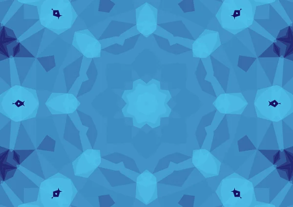 Vintage decorative blue background with geometric abstract kaleidoscopic symmetrical pattern