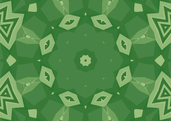 Vintage Decorative Green Background Geometric Abstract Kaleidoscopic Symmetrical Pattern — Stock Photo, Image