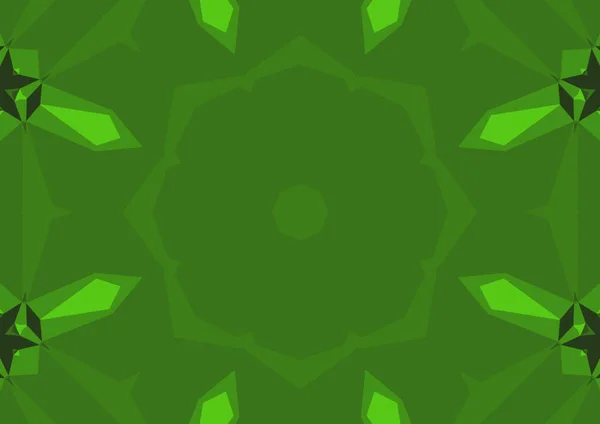 Vintage Decorative Green Background Geometric Abstract Kaleidoscopic Symmetrical Pattern — Stock Photo, Image