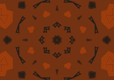 Geometrik soyut kaleydoskopik simetrik desenli klasik turuncu arkaplan