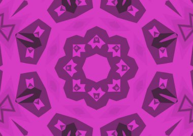 Geometrik soyut kaleydoskopik simetrik desenli klasik dekoratif pembe arkaplan