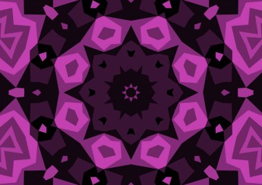 Geometrik soyut kaleydoskopik simetrik desenli klasik dekoratif pembe arkaplan