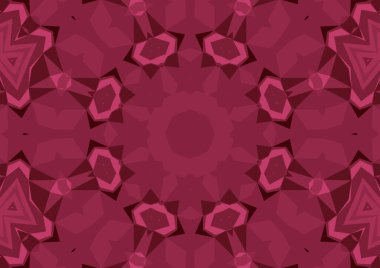 Geometrik soyut kaleydoskopik simetrik desenli klasik dekoratif kırmızı arkaplan