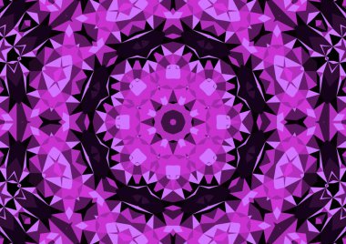 Geometrik soyut kaleydoskopik simetrik desenli klasik dekoratif pembe arkaplan