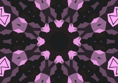 Geometrik soyut kaleydoskopik simetrik desenli klasik dekoratif pembe arkaplan
