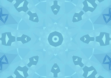 Geometrik soyut kaleydoskopik simetrik desenli klasik dekoratif mavi arkaplan