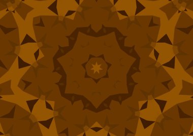 Geometrik soyut kaleydoskopik simetrik desenli klasik turuncu arkaplan