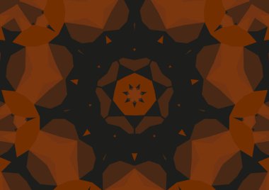 Geometrik soyut kaleydoskopik simetrik desenli klasik turuncu arkaplan