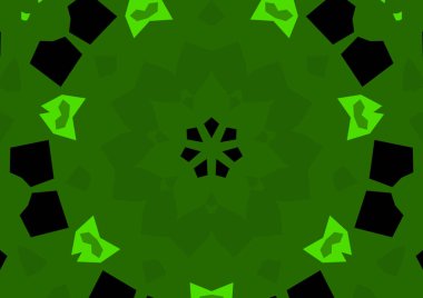 Geometrik soyut kaleydoskopik simetrik desenli klasik dekoratif yeşil arkaplan