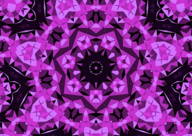 Geometrik soyut kaleydoskopik simetrik desenli klasik dekoratif pembe arkaplan