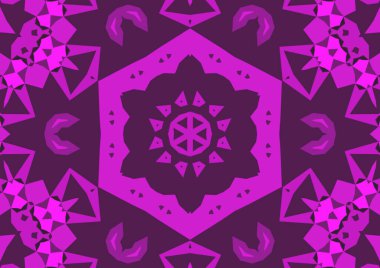 Geometrik soyut kaleydoskopik simetrik desenli klasik dekoratif pembe arkaplan