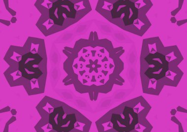 Geometrik soyut kaleydoskopik simetrik desenli klasik dekoratif pembe arkaplan