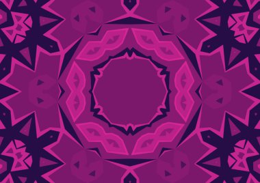 Geometrik soyut kaleydoskopik simetrik desenli klasik dekoratif pembe arkaplan