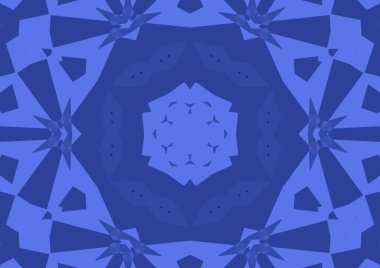 Geometrik soyut kaleydoskopik simetrik desenli klasik dekoratif mavi arkaplan