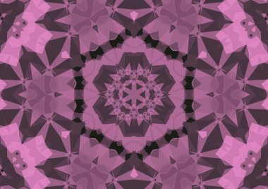 Geometrik soyut kaleydoskopik simetrik desenli klasik dekoratif pembe arkaplan