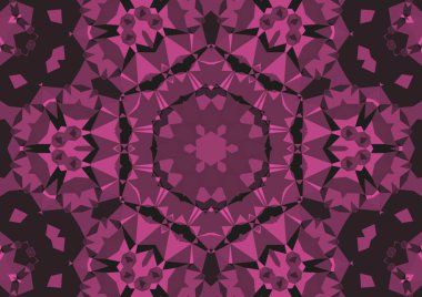 Geometrik soyut kaleydoskopik simetrik desenli klasik dekoratif pembe arkaplan