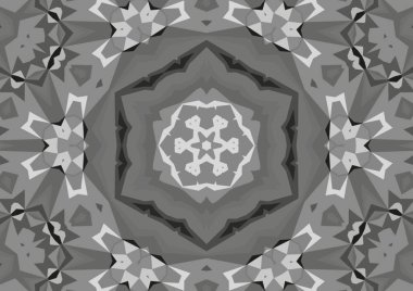 Geometrik soyut kaleydoskopik simetrik desenli klasik dekoratif tek renkli arkaplan